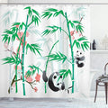 Ambesonne Panda Shower Curtain, Wild Forest Nature Themed Exotic Jungle and Asian Bear in Ethnic Tropics, Cloth Fabric Bathroom Decor Set with Hooks, 69" W x 84" L, Pink Black and Green