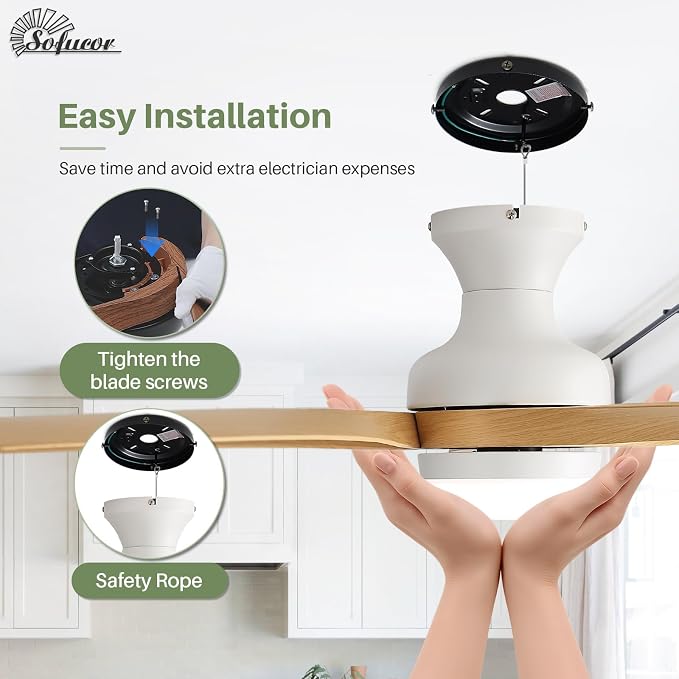 Sofucor Smart 42'' Low Profile Ceiling Fan with Lights and Remote, Flush Mount Ceiling Fan Work with APP/Alexa/Google for Modern Bedroom Living Room Patio, Dimmable LED Quiet Reversible DC Motor