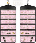 CHICECO Hanging Jewelry Organizer With Zippered Pockets,40 Pockets Travel Jewelry Organizer Storage for Cloest,Wall,Door (Pink)