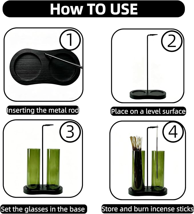 Green Glass Incense Holder, Incense Sticks Holder Burner with Storage,Hang Upside Down Incense Holder for Sticks with Glass Ash Catcher for Meditation Yoga Spa Room Decor (Green)