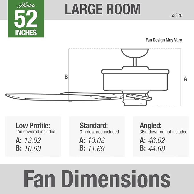 Hunter 52 inch Indoor Ceiling Fan No Light with Pull Chain - Bronze Ceiling Fan without Light, Standard Mount, 5 Blades, For Bedroom, Living Room, or Kitchen, Quiet - Newsome 53320, Premier Bronze