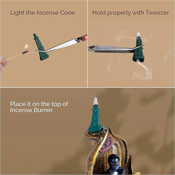 Backflow Natural Incense Waterfall Cones Unique Shape for Backflow Incense for Prayer, Meditation, Relaxation Burner Holder (25 pcs) (Patchouli, Square Pyramid)
