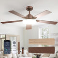 Passky Ceiling Fans with Lights, 52 inch Sleek Ceiling Fan with Light and Remote Control, 3CCT, Dimmable, Reversible, Noiseless, Brown Ceiling Fan for Bedroom, Living Room