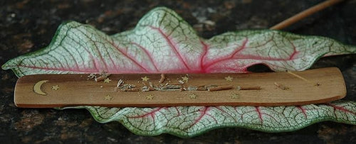 10 Pack Brass Moon and Stars Inlay Handmade Wooden Incense Stick Holders, Ash-Catchers