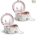 VLANDO 2Pcs Gifts for Girl, Musical Jewelry Box for Girls, Small Kid Music Box with Ballerina for Party Bedroom Decor, Gifts for Girls Kids - Christmas White