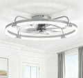 LEDIARY Ceiling Fans with Lights and Remote, 24'' Low Profile Ceiling Fan with Light, 3000-6000K Dimmable Fandelier LED Fan Light, 6 Wind Speeds, Grey Modern Flush Mount Ceiling Fan for Bedroom
