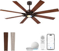 72 Inch Ceiling Fan with Light,Smart Ceiling Fan with Alexa Control,Large Oil Rubbed Bronze Indoor Outdoor Ceiling Fan,Modern Quiet Fan with Dual Finish 8 Blades for Patio, ZCCF05ORB-72