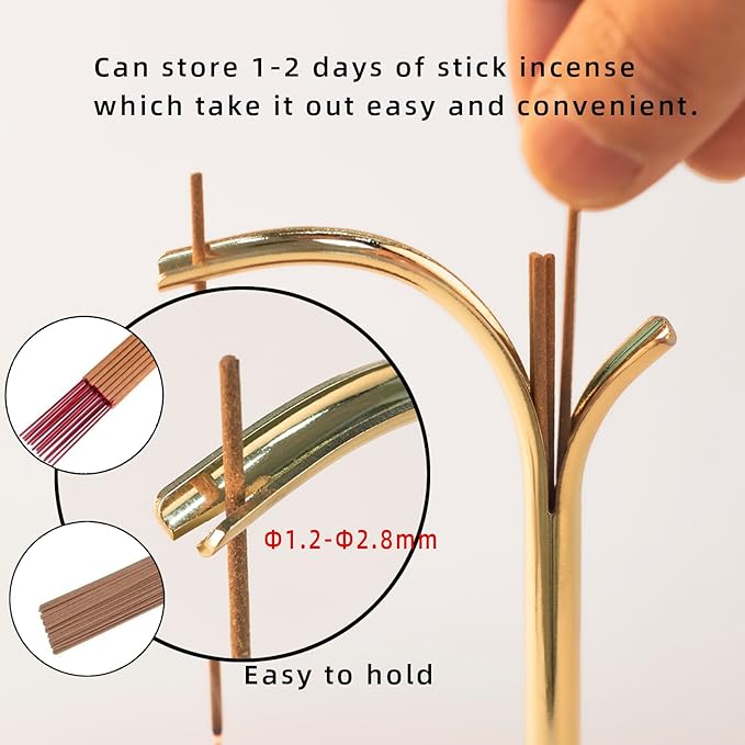 Incense Holder + Storage,Brass Incense Holder for Sticks with Storage, Incense Burner for Meditation Yoga Spa Room Decor