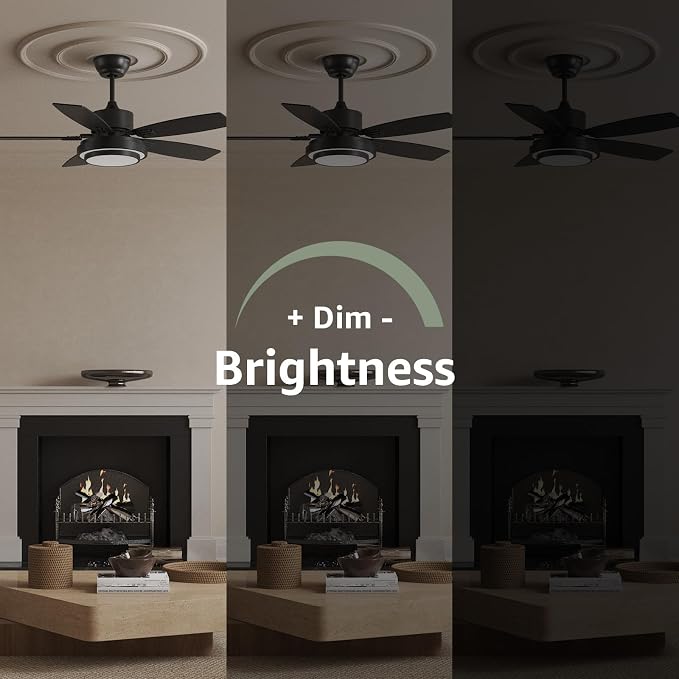 Fanbliss Ceiling Fans with Lights and Remote Control for Bedroom, 42 Inch Black Small Modern Ceiling Fan with Quiet Reversible DC Motor, 3CCT, Dimmable, LED for Living Room, Patio, Indoor and Outdoor