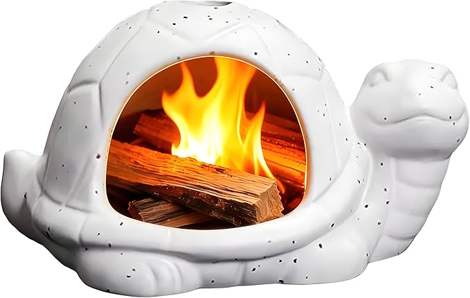 Ceramic Turtle Mini Chiminea- Multifunctional Incense Holder for Sage, Cone Incense, Copal & Small Candle | Aromatherapy Gift for Meditation, Yoga, Zen Spaces | Indoor Use, Hamster Nest Decor (White)