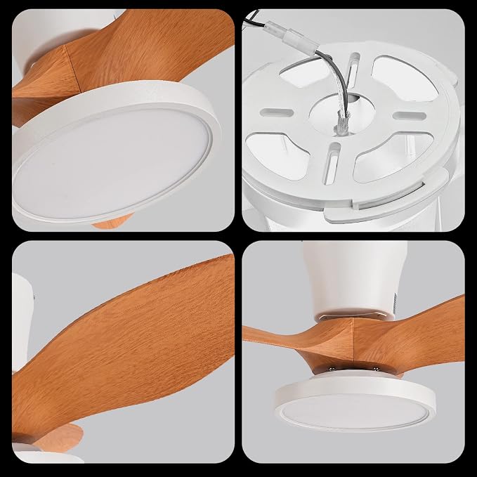 ocioc Quiet Ceiling Fan with LED Light DC motor 32 inch Large Air Volume Remote Control Oak for Kitchen Bedroom Dining room Patio