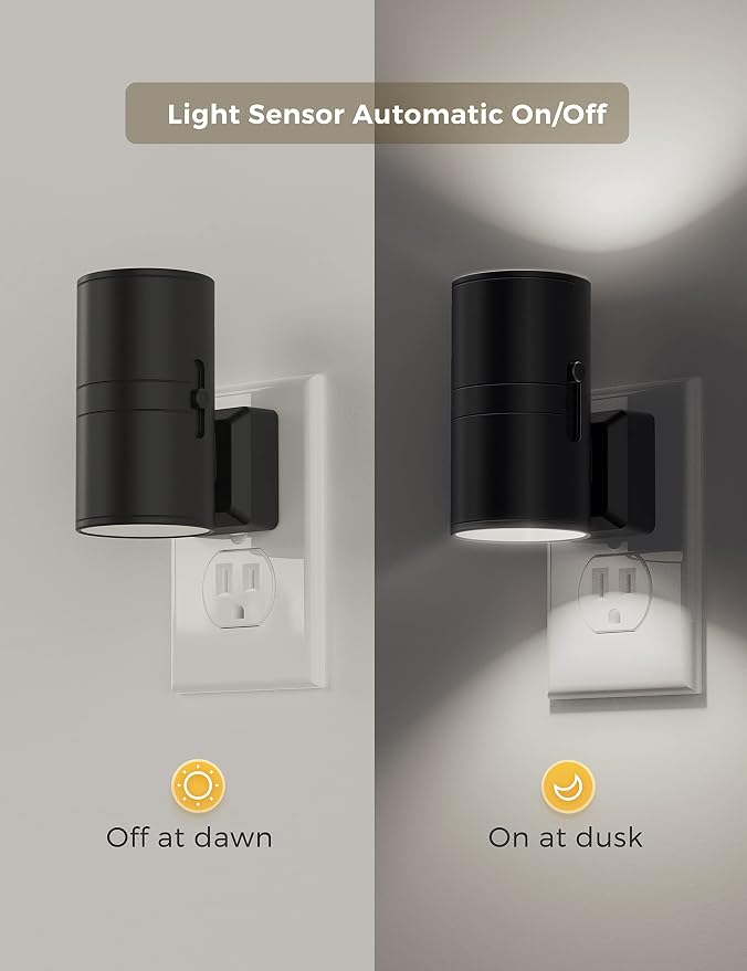 L LOHAS LED Bright Night Light, Night Lights Plug into Wall, Daylight White | Dimmable Nightlight Plug in with Light Sensor, Decorative LED Nightlights for Hallway Bathroom Kitchen, 2 Pack