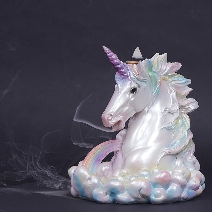 Fantasy Gifts Cloud Breathing Unicorn Backflow Burner – 5.5 x 5.75 Inch Fantasy Waterfall Décor Accent | Whimsical Unicorn Tabletop Decoration for Meditation & Home Décor