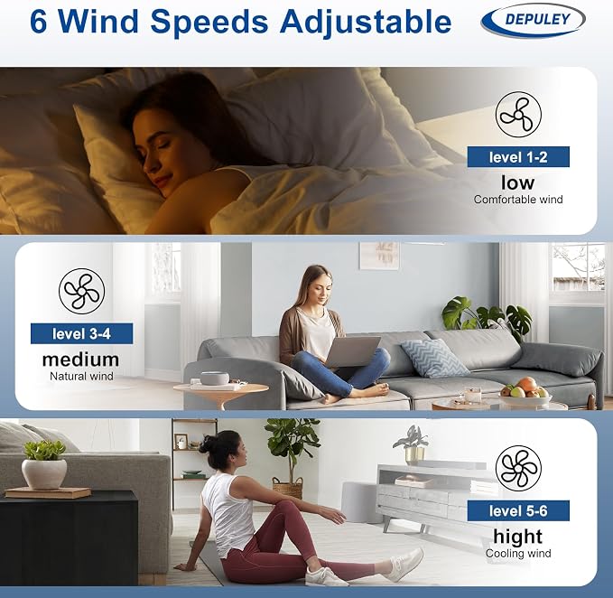 Depuley Ceiling Fan Without Light: 52 Inch 3 Blade Outdoor Fans for Patios - Walnut Ceiling Fan No Light Indoor Remote Control Ultra Quiet DC Motor Reversible 6 Speed Timer