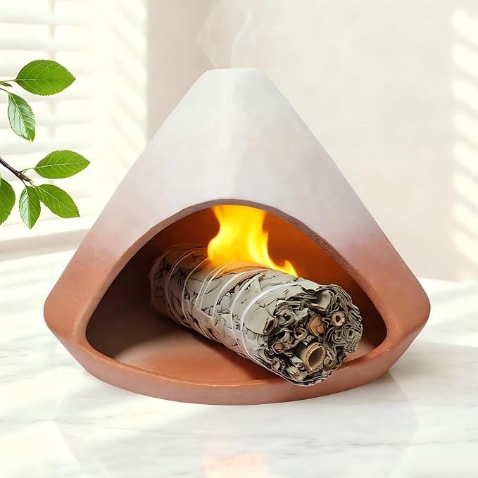 Palo Santo Holder Burner, Modern Incense Burner for Sage, Palo Santo Sticks and Cones Burning, Meditation and Energy Cleansing Aromatic Home Decor,Meditation Gifts（Matte Pink）