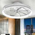 AIKVSXER Ceiling Fans with Lights and Remote, 20'' Low Profile Ceiling Fan with APP Control, 3000K-6500K Dimmable, Quiet Reversible DC, Modern Flush Mount Fandelier for Bedroom (White-Stripe)