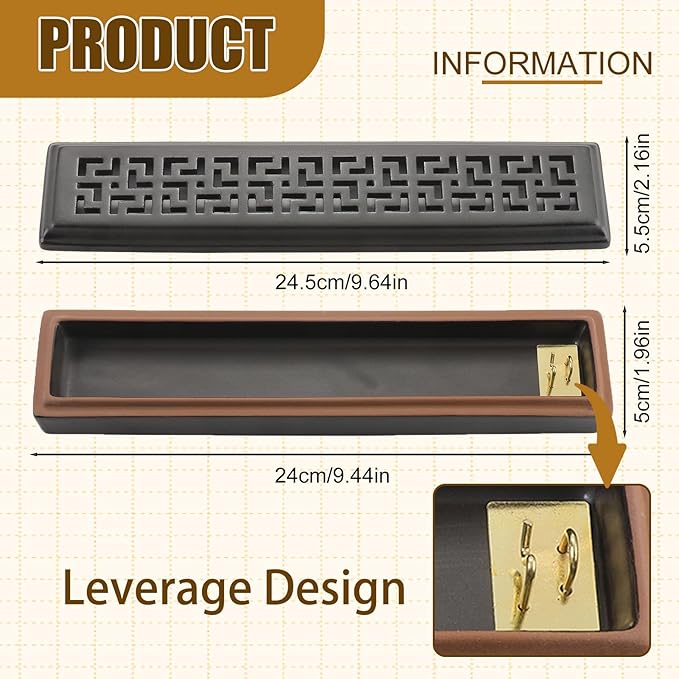 CEREMONY Incense Holder for Sticks, Ceramic Insence-Stick Holder Ash Catcher, Incense Holder Timkburner for Meditation Yoga Spa Room Incense Holder (Lever Brown)