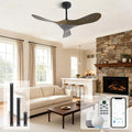 Outdoor Ceiling Fan Without Light, 42Inch Smart Ceiling Fan with Remote & Voice Control for Compatible with Alexa/Google, 3-Blade Wood Fan, Quiet DC Motor, 6 Speeds for Patio, Porch, Farmhouse