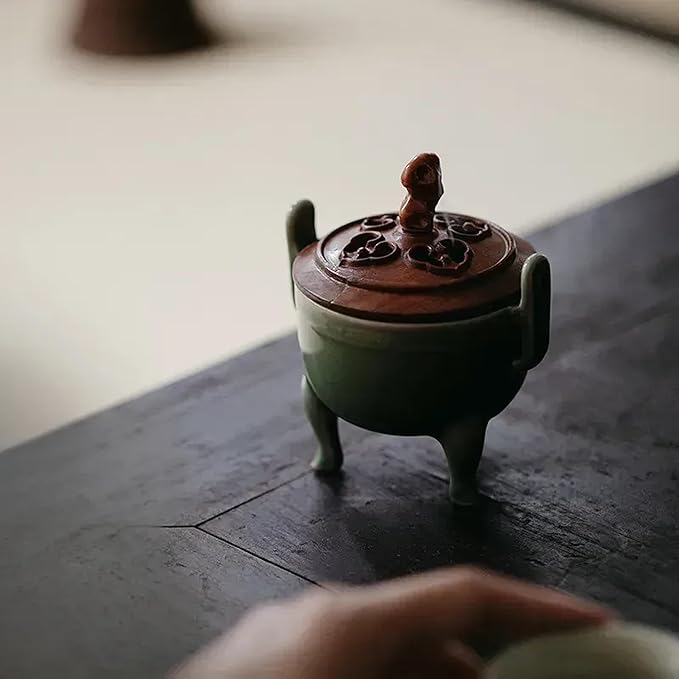 Celadon Incense Powder Burner Kit - Making Seal with 12pcs Toolskit, Chinese Holder for Stick/Cone/Coil/Powder, Gift for Women