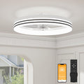 VOLISUN Low Profile Ceiling Fans with Lights and Remote, No Assembly, 19.7in Flush Mount Ceiling Fan with Light, 3000K-6500K Dimmable Fandelier LED Fan Light, White Bladeless Ceiling Fans for Bedroom