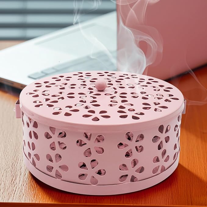 Mosquito Coil Holder, Portable Mosquito Coil Burner, Suitable for Indoor and Outdoor Camping (Pink)