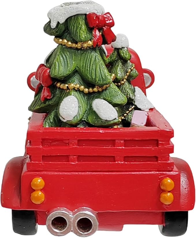 Hosley Resin Backflow Incense Cone Holder Christmas Truck Décor Statue, 7" Long Includes 20 Apple Cinnamon Backflow Incense Cones - Aromatherapy Gift for Home D cor & Relaxation