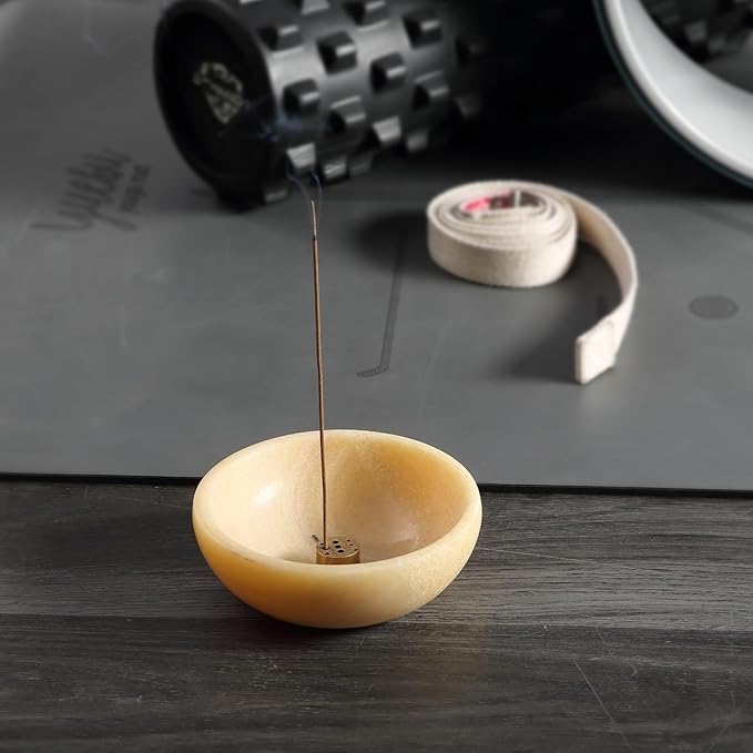 Koville Mexican Natural Onyx Incense Holder, 5inch Incense Holders for Sticks, Sturdy Incense Burner Ash Catcher, Ideal for Meditation, Relaxing, Easy to Clean(Mexico Onyx)