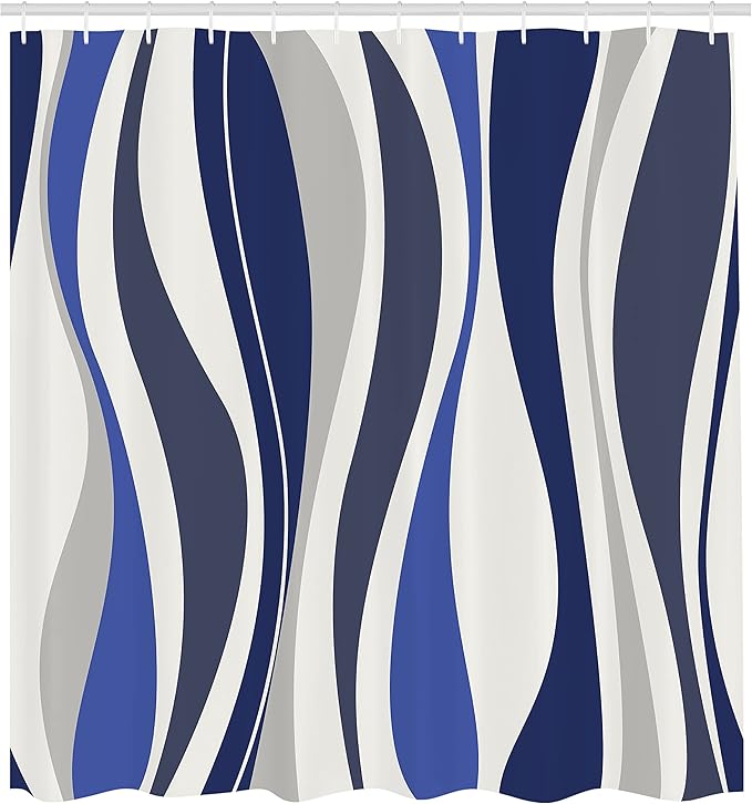 Ambesonne Vintage Shower Curtain, Retro Vibrant Stripes Funky Lines Design Patterns Abstract Print, Cloth Fabric Bathroom Decor Set with Hooks, 69" W x 84" L, Dark Sky