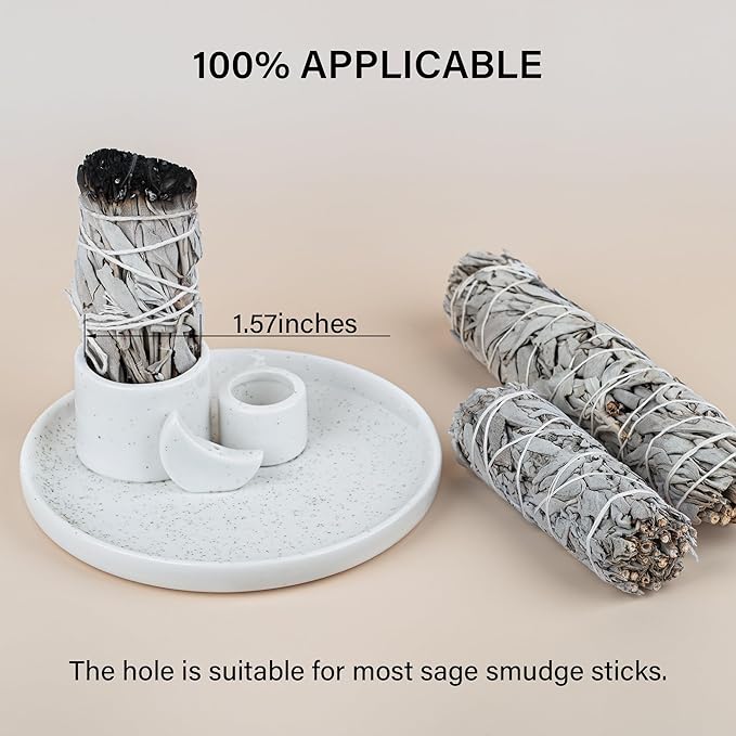 ZenBless Incense Burner, Palo Santo Sage Candle Holder for Burning, Incense Holder for Sticks, Ceramic Ash Catcher Tray for Meditation Yoga Room Home Decor Spritual Gifts(White)