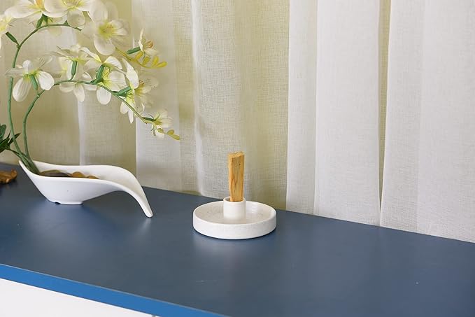 Palo Santo Holder, Ceramic Incense Holder for Palo Santo Sticks, Scent Wood Stand and Ash Catcher, Simple, Sturdy and Well Made Incense Burner, Cozy Speckled White