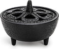 Elsjoy Cast Iron Incense Burner, Vintage Tripod Incense Holder with Lid and Handle, Mini Cauldron Incense Burner for Resins, Cones, Wax Melts