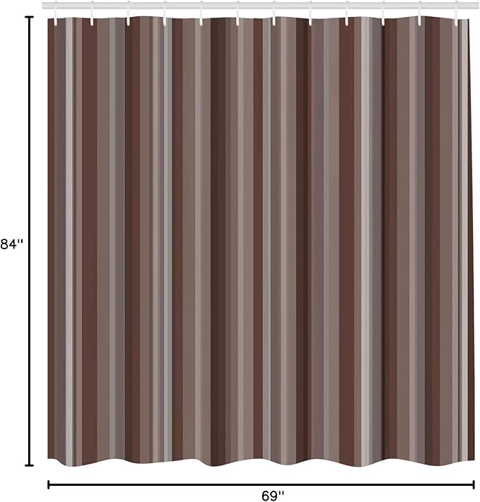 Ambesonne Stripes Shower Curtain, Abstract Ocean Inspired Palette Lines Geometrical Image Illustration, Cloth Fabric Bathroom Decor Set with Hooks, 84" Long Extra, Dark Warm