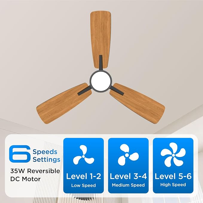 Ceiling Fans with Lights,42 inch,Quiet Reversible Motor,Easy to Install,6 Speeds,Dimmable,Timer, Black Modern Ceiling Fan for Living Room, Bedroom, Kitchen, Dining room, Office