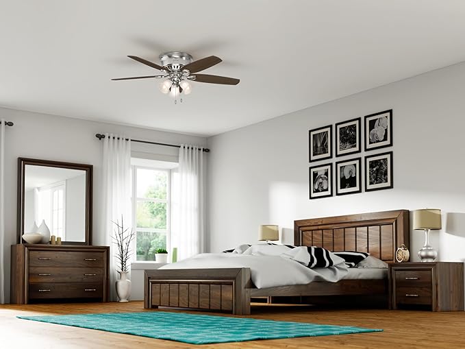 Hunter Builder, Indoor, Ceiling Fan, Pull Chain, 52 inch, Brushed Nickel