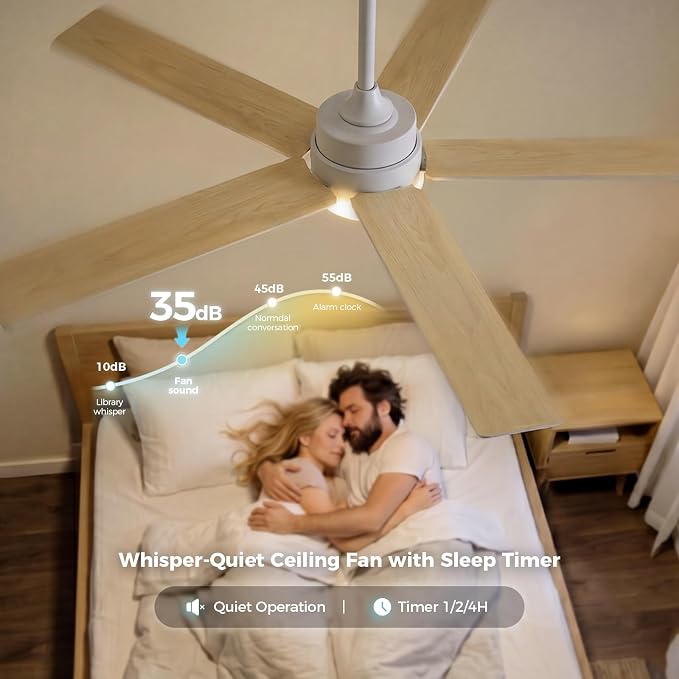 Obabala Ceiling Fan with Light 52 Inch, DC Motor Ceiling Fan with Remote and APP Control, Dimmable LED Color Changing, Reversible Quiet Fan for Bedroom Living Room Indoor Outdoor, Modern