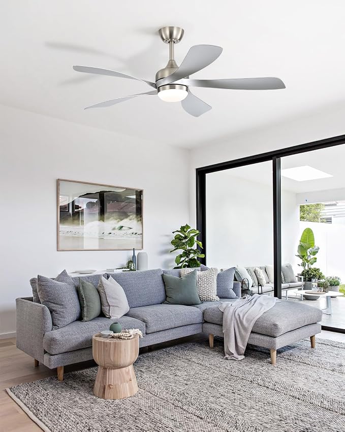 Sofucor 52" Smart Ceiling Fan, Indoor/Outdoor Ceiling Fans with Lights and Remote, Compatible with Alexa/Google/App, 3-Color Light 6-Speed Timing Reversible DC Motor for Bedroom Living Room Patio