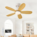 36 Inch Solid Wood Ceiling Fans With Lights, Remote Control, Dimmable, Reversible, Wood Blades, Power-Off Memory, Quiet DC Motor, Indoor/Oudoor Ceiling Fan with Light for Patio