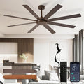 Depuley Large Ceiling Fan without Light: 66 Inch Indoor/Outdoor Fan Reversible DC Motor 6 Speed - Dual 8 Blades Big Ceiling Fans with No Light for Living Room Covered Patio, Brown