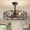 Fanbulous 23 Inch Fandelier Caged Ceiling Fans with Lights and Remote, Black Farmhouse Ceiling Fan, Bladeless Samll Fan Lights Ceiling Fixtures for Kitchen, Bedroom-Black and Gold