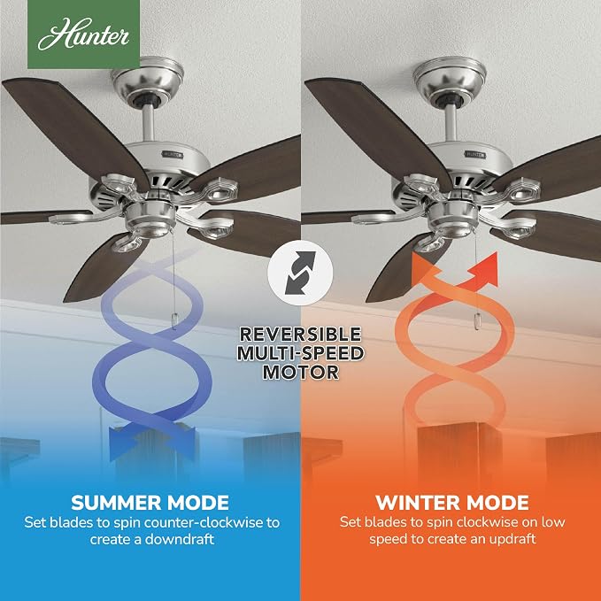 Hunter Builder Elite, Indoor, Ceiling Fan, 52 inch, Brushed Nickel