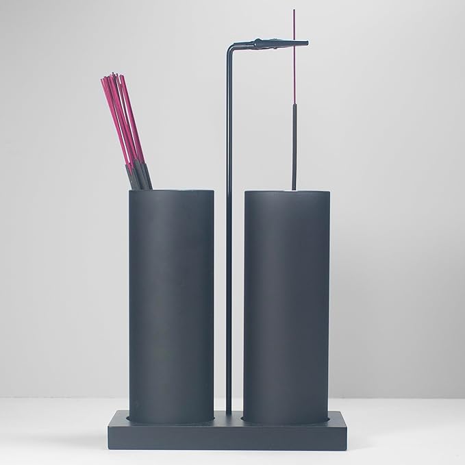 2 in 1 Incense Holder for Sticks,Glass Incense Burner Holder with Storage,Upside Down Incense Holder for Sticks with Glass Ash Catcher for Meditation Yoga Spa Room Home Decor[2 Long Full Black]