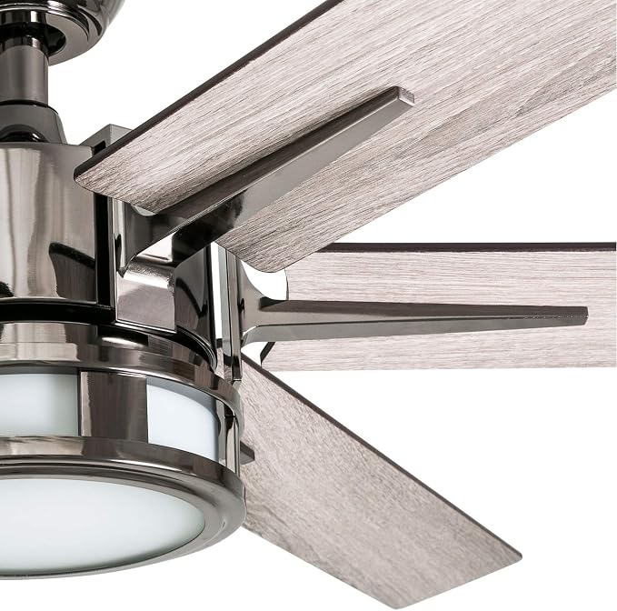 Honeywell Ceiling Fans with Lights, Kaliza LED Indoor Fan w/ 6 Blades, 56 Inch, Gun Metal - Smart Remote-Controlled Fan with Quiet Motor for Home and Bedroom