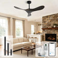 Outdoor Ceiling Fan Without Light, 42Inch Smart Ceiling Fan with Remote & Voice Control for Compatible with Alexa/Google, 3-Blade Wood Fan, Quiet DC Motor, 6 Speeds for Patio, Porch, Farmhouse