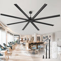 ZMISHIBO 108 Inch Large Ceiling Fans with Remote, High Volume(HVLS) Industrial Ceiling Fan with Reversible DC Motor, 8 Blades, 3 Downrods, Commercial Outdoor Ceiling Fans for Porch/Garage/Shop, Black
