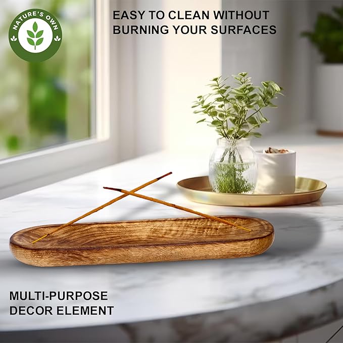 Nature's Own Incense Holder or Burner, Modern Holder for Sticks, Insence-Stick | Incense Holder Ash Catcher or Stick Holder for Home, Wooden Tray for Gifting