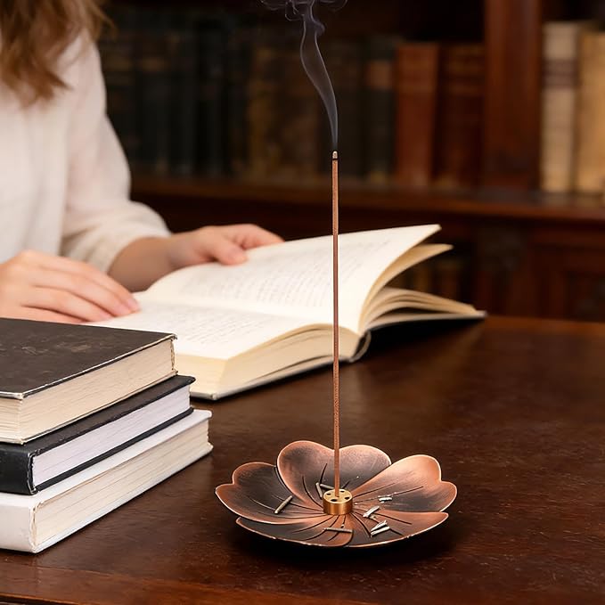 2-Pack Brass Incense Holders for Sticks Cones Tea Light Candle Incense Burner Holder with Ash Catcher Retro Incense Burner Tray for Home Cleansing Meditation