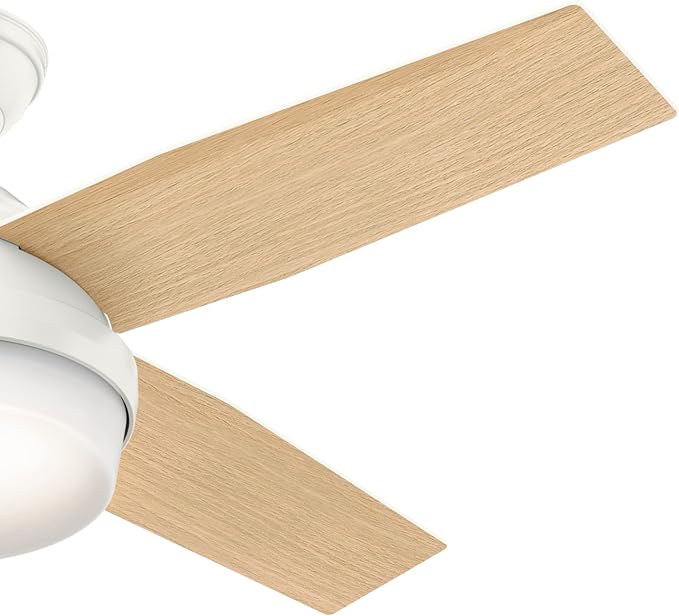 Hunter Dempsey, Indoor, Ceiling Fan, Modern, 4 Blades, 44 inch, Fresh White | with LED Light and Remote Control, Standard Mount, For Bedroom, Living Room, Kitchen, 59246