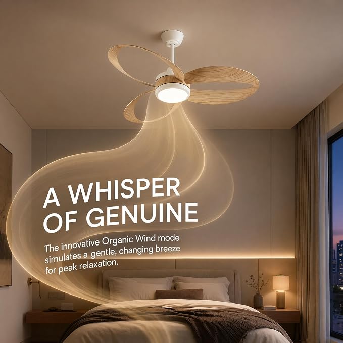 42 Inch Ceiling Fan with Light | Modern Low Profile Flush Mount | Quiet DC Motor, 6-Speed Reversible, 3CCT Dimmable LED, Remote Control – Ideal for Bedroom, Living Room, Kitchen