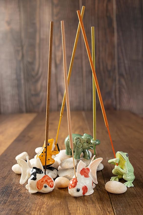 2½" White Red Orange Goldfish Fish Elegant Ceramic Incense Stick Holder Artistic Collectible Figurine for Adult Collectors Sophisticated Accent Gift Handcrafted Porcelain Home Decor