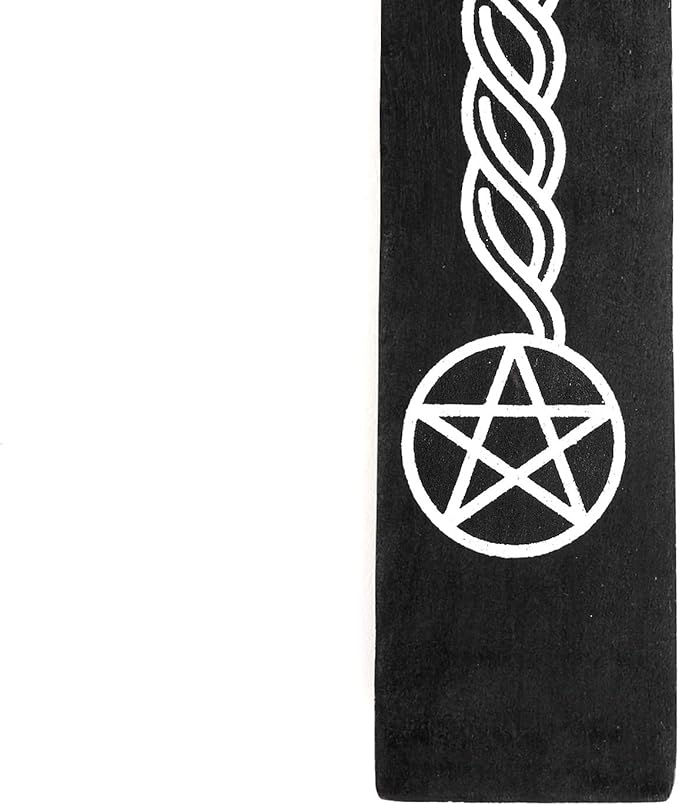 Incense Garden Wooden Incense Holder for Sticks Pentacle Black Painted Wood 10 inches Long